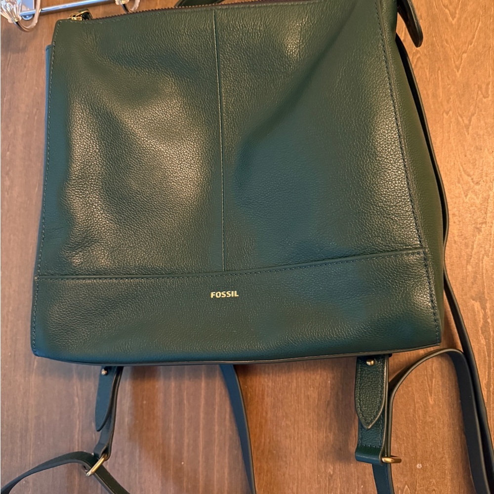 Fossil Green Leather Backpack